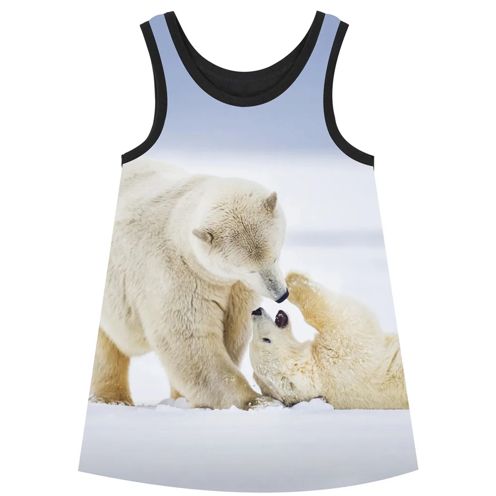 Girls Dresses Big Brand The Polar Bear Print Children Designer
