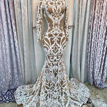 Белая одежда с длинным рукавом юбка Русалка больших размеров африканские платья для выпускного вечера Элегантный Высокий воротник плюс Размеры черный девушка длинные Выпускной торжественное платье