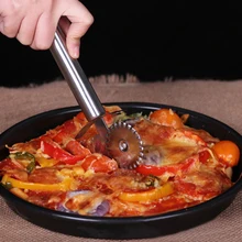 Резак для пиццы, нож из нержавеющей стали двойной ролик Кондитерские пасты обрезчик теста круглая варочная поверхность кружева колеса кухонные инструменты