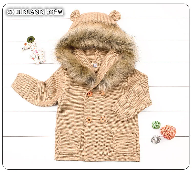 Camisola do Bebê para Meninos Outono com Capuz Colar de Malha da Criança do Bebê das Meninas dos Meninos Jaqueta e Cabolsa Cardigan Falso Camisola Menina Pullover 7 Mamãe e Bebê