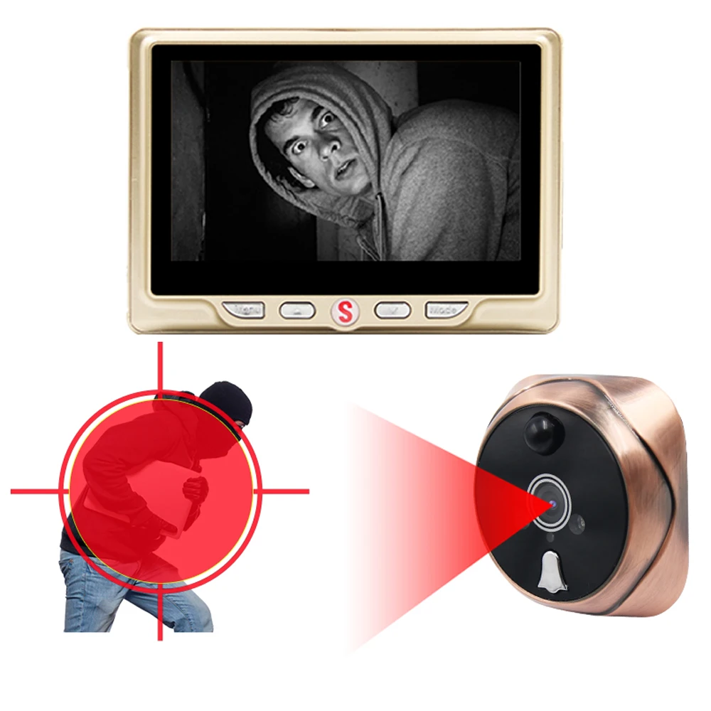 4," цветной ЖК-экран видео-глаз дверной зритель ИК ночного видения Визуальный дверной глазок камера фото/видео цифровой дверной звонок камера