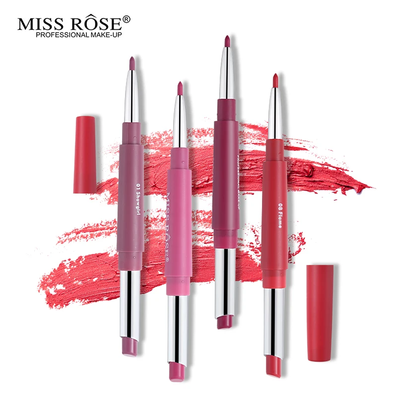 Губная помада и карандаш для губ Miss Rose 14 цветов двойная бархатная матовая губная
