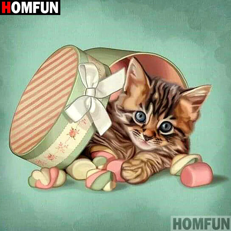

Homfun Full Square/Round Drill 5D DIY Diamond Painting "Cartoon cat" 3D Embroidery Cross Stitch Home Decor Gift A12381