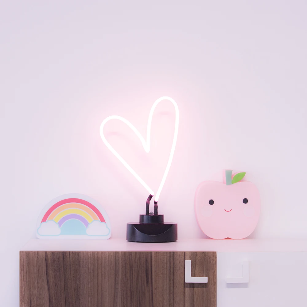CHIBUY неоновый светильник в форме сердца, скульптура из стеклянной трубки, неоновая лампа, художественный неоновый светильник, украшение для рабочего стола в помещении