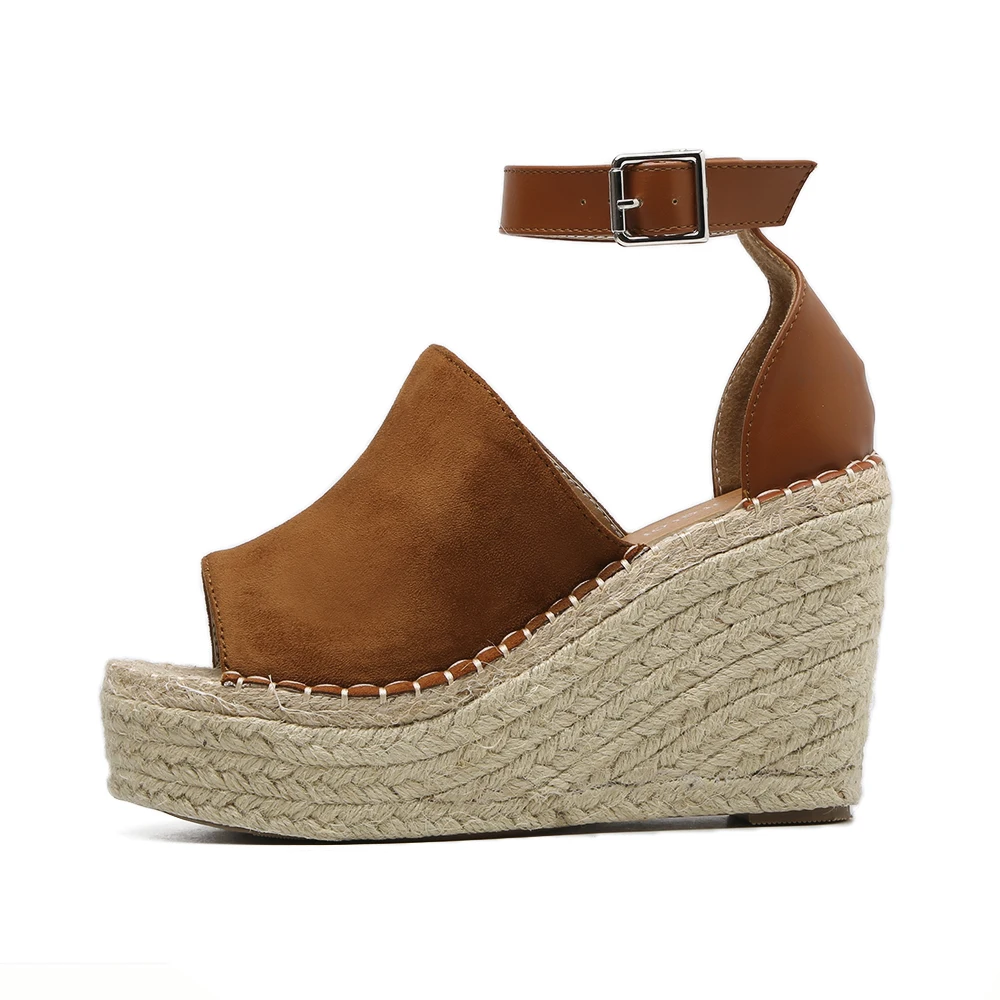 DongCiTaCi 2019 Women Wedges Platforms Sandals Casual Hemp rope Ankle Strap Gladiator Sandals Shoes Woman Peep Toe Rome Sandals