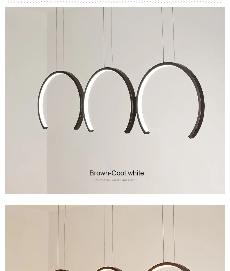 RC белый или коричневый отделка C Форма Современные светодиодные подвесные светильники для гостиной столовой кухни украшение комнаты