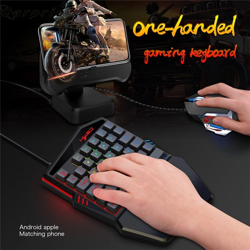 

CAPRPIE Pro One Hand Wired Gaming Keyboard Mouse Combo Ergonomic Rainbow Backlight DPI6400 Optical Mice Keyboards 907