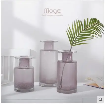 

Modern Creative purple Glass flowers vase home decor crafts room decoration objects parlor study vase dining table ornaments