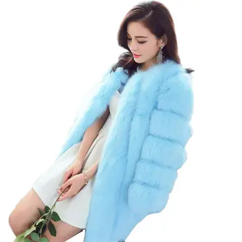 

S-4XL Winter New 2018 Women Luxury Faux Fox Fur Coat Female Thick Warm Slim O-Neck Faux Fur Jacket Ladies Fake Fur Outwear O473