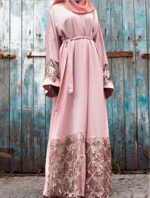 

Muslim ethnic chic sequined dubai dress 2019