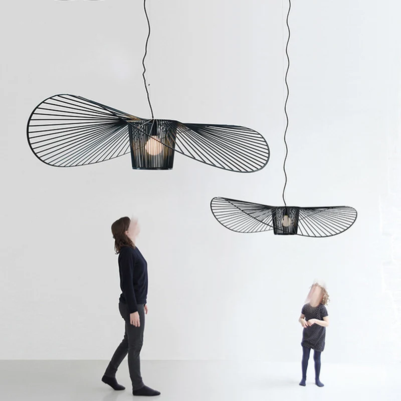 

Industrial Antique Chandelier Metal suspension creative personality iron art straw hat decoration engineering Metal lamp