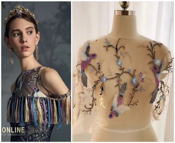

Color millet beads embroidery accessories flying bird lace fabric mesh Hanfu sequin accessories