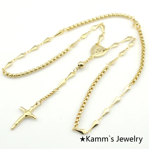 

1 Piece Only, Men's Women's charms Necklace Chains Rosary Cross pendant & Necklaces fashion jewelry Gold masculina colar KN089