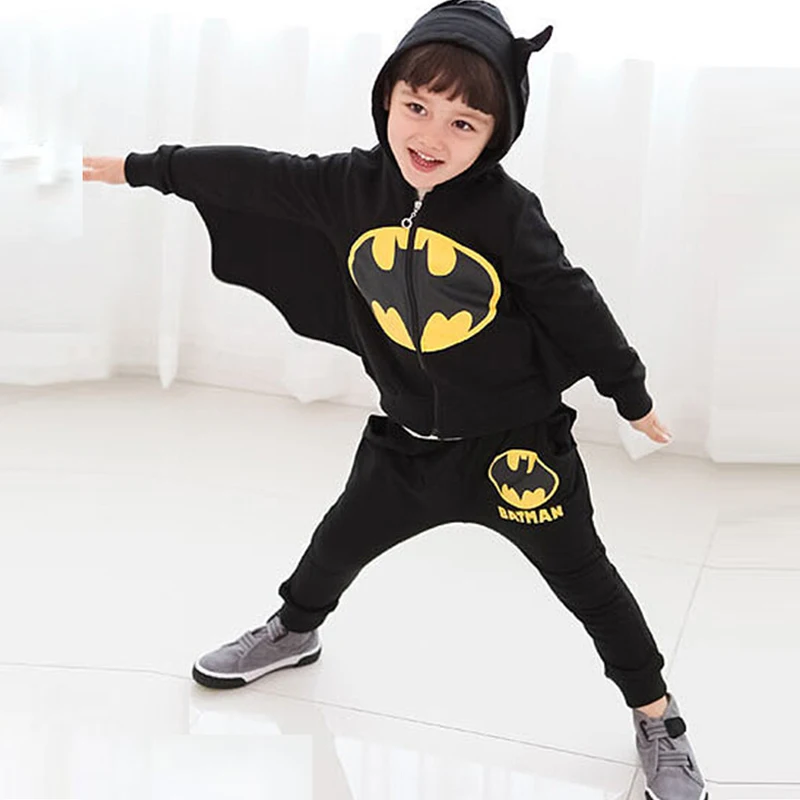 

Kids clothes 2016 winter children's clothing suits Cartoon batman costume kids hoodies+pants children sports suit boys clothes