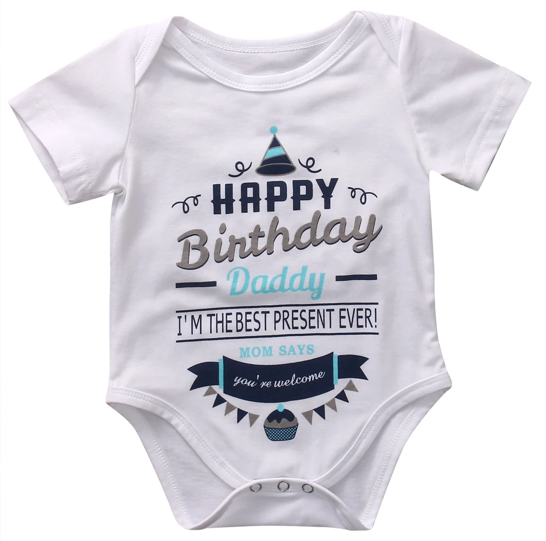 

2018 Newborn Infant Baby Boy Girl Rompers Short Sleeve Jumpsuit Happy Birthday Party Clothes Kids Boys Girls Romper 0-18M