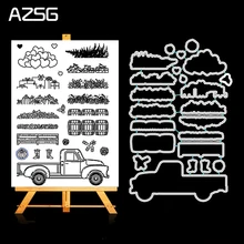 AZSG сельскохозяйственный Урожай товары металлические Вырубные штампы и прозрачный штамп набор для DIY скрапбукинга фотоальбом Decoretive тиснение Stencial