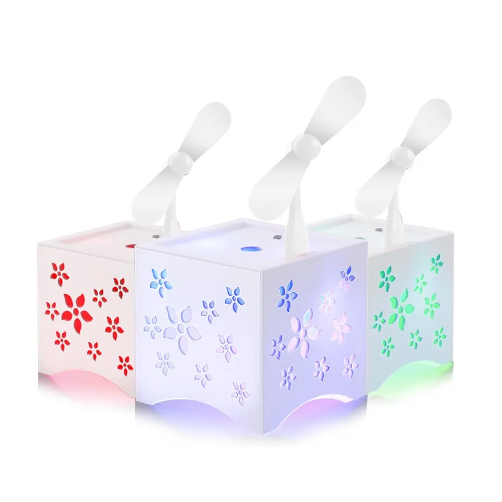 

New hollow USB fan humidifier Colorful color car desktop aroma humidifier