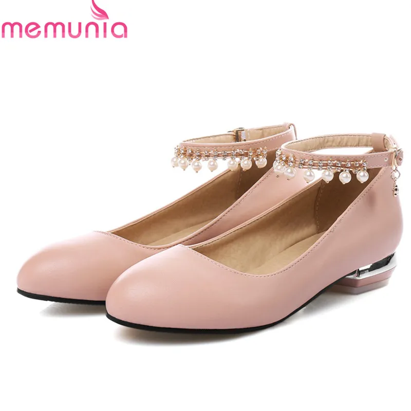 

MEMUNIA 2018 spring autumn new arrive casual low heel big size 34-43 elegant Pearl element woman shoes