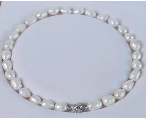 

Free Shipping LARGE 11-12MM NATURAL WHITE REAL BAROQUE CULTURED PEARL NECKLACE