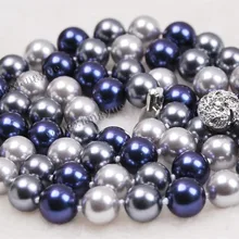 Горячая распродажа стиль >>>>> нью-лонг 2" 10 мм многоцветный юго морские раковины перл круглый бусины ожерелье