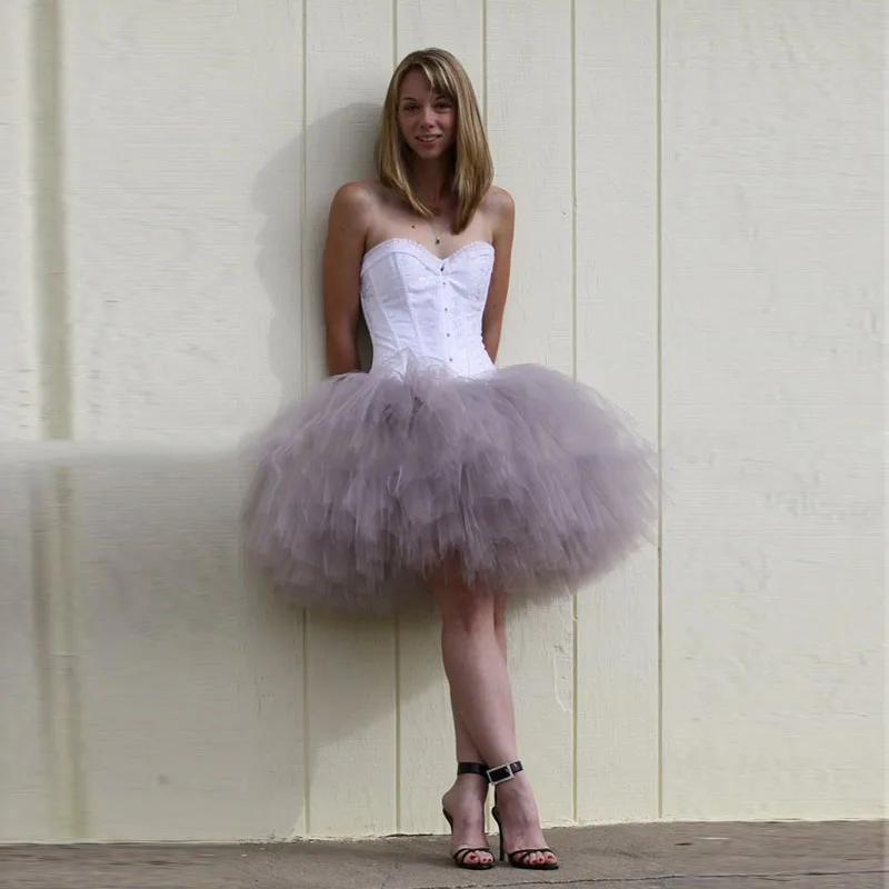 Gray Cocktail-Length Tutu Skirt Dance Ballet Tutu Weddings Bachelorette Party Photo Shoot Costume Girls Night Out Adult Tutu