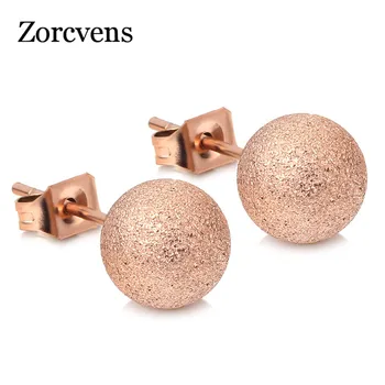 

LETAPI 2020 New Rose Gold Color Stainless Steel Ball Stud Earrings For Woman Fashion Jewelry