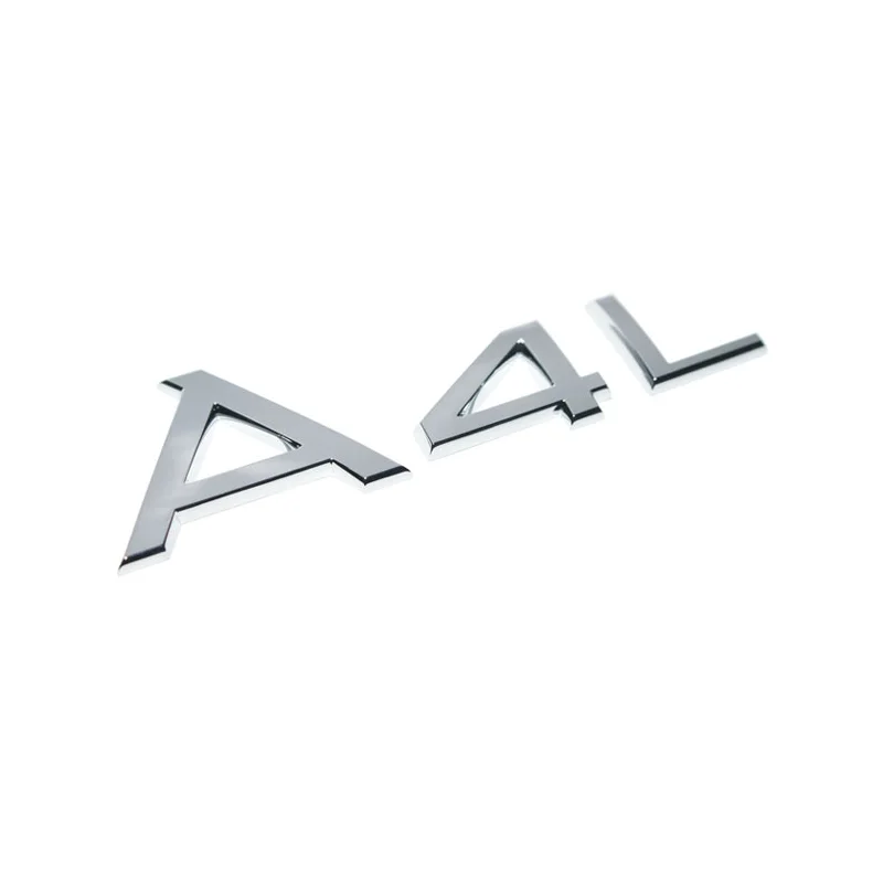 

100pcs/lot Excellent Chrome A4L A4 L Silver Chrome Rear Badge Emblem Sign Sticker Decal