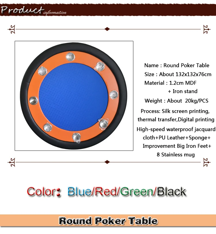 JIESITE-132*132*76 см 4 цвета красный/синий/зеленый/черный складной стол для казино Техасский Холдем баккара круглый tale с 8 игроков