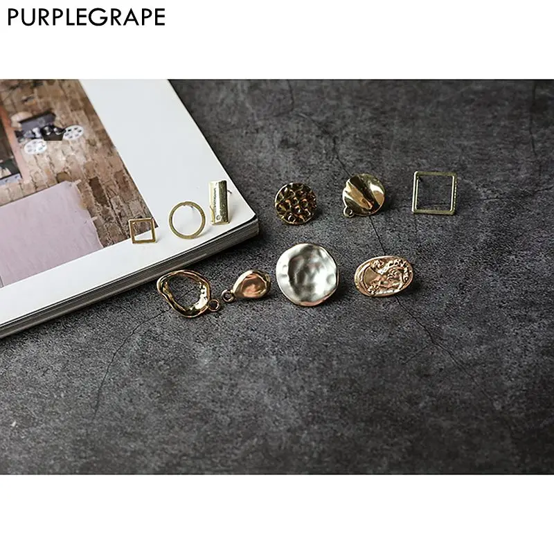 

10pcs Basic alloy earrings DIY earrings jewelry accessories homemade materials square ring drop portrait card fashion fine