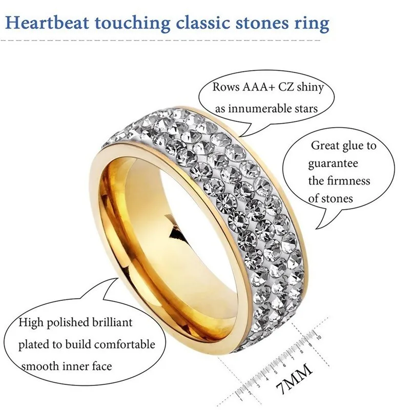 Meaeguet трендовые женские кольца с кристаллами золотого цвета, обручальные кольца из нержавеющей стали для женщин, ювелирные изделия, кольца розового и синего цвета