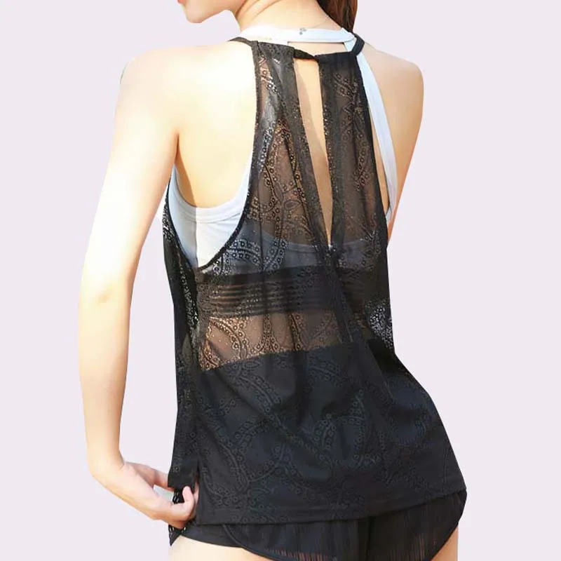 

Sexy quick-dry lace Women's Sport Tank Tops Sleeveless Yoga Top Running Clothes Gym Fitness Vest Workout Sports T-Shirts