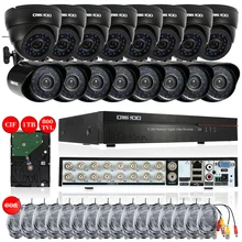 Owsoo 800TVL Открытый безопасности Камера Системы 16ch Полный CIF видеонаблюдения DVR Регистраторы 1 т HDD 8* indoor CCTV камера 8* ИК Камера