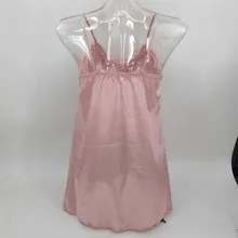 Сексуальная женская одежда для сна на бретельках, Атласный топ с отделкой, наборы, женское сексуальное кружевное белье, ночное белье, нижнее белье, одежда для сна#4