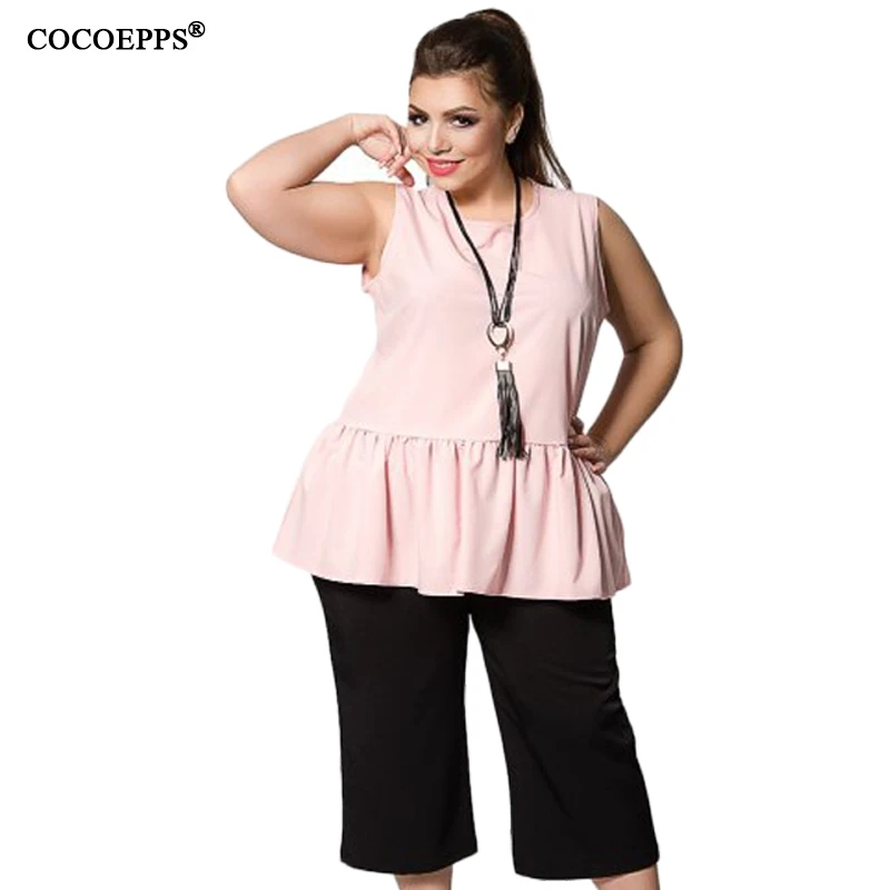 Casual Mujeres Sin Tamaño Gran De cuello Más Ropa Flojo Gasa Mangas Tops Riza O Blusa rosado 2018 6xl La Las Marfil Cocoepps xv5qw8nX5