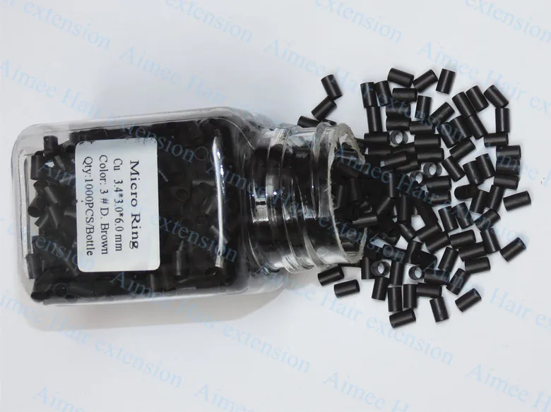 Lote de Cobre Talão para i Ponta da Extensão do Cabelo Escuro Queimado Anel Facilmente Bloqueia Tubo Cobre Micro Link 3.4*3.0*6.0mm 3 Brown1000pcs –