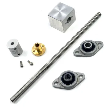 

3D Printer 100mm Length 8mm Dia Silver Vertical 2mm Lead Screw Rod & Pillow Block Mounted Bearing T8 Lead Screw Each Set in 6PCS