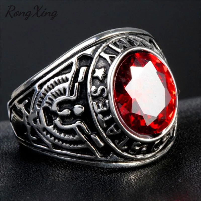 RongXing старинный круглый камень синий/красный/зеленый кольца для мужчин и женщин