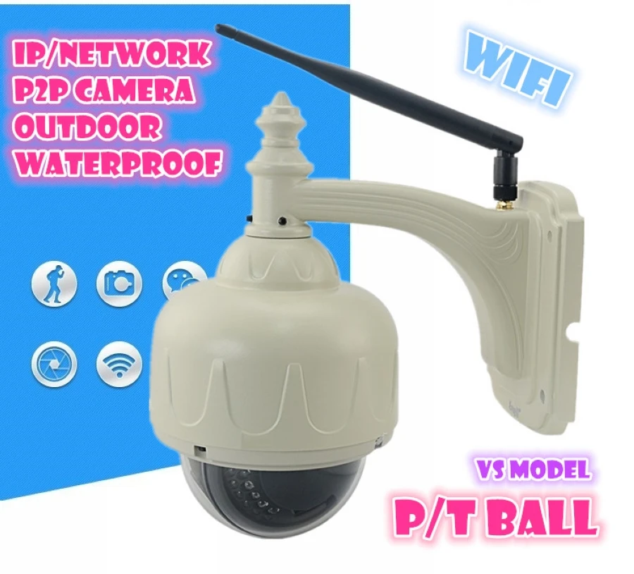 

PTZ IP Camera WiFi Wireless Home Security network Surveillance HD 720P Mega ball outdoor waterproof