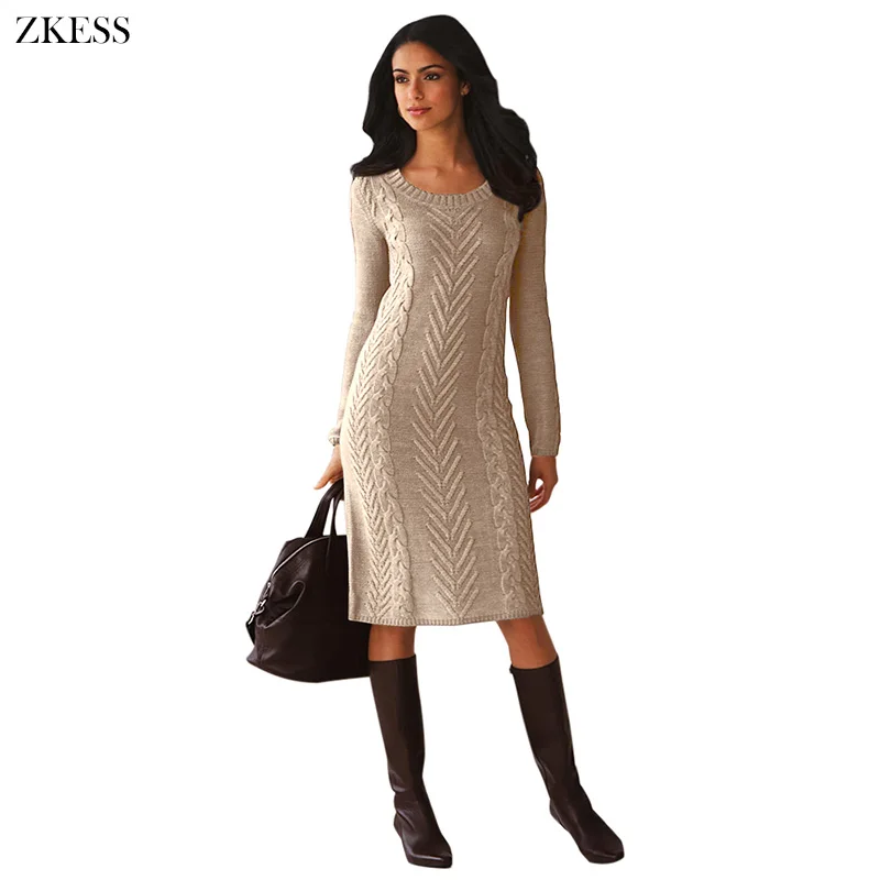 Khaki-Women-s-Hand-Knitted-Sweater-Dress-LC27772-16-1 