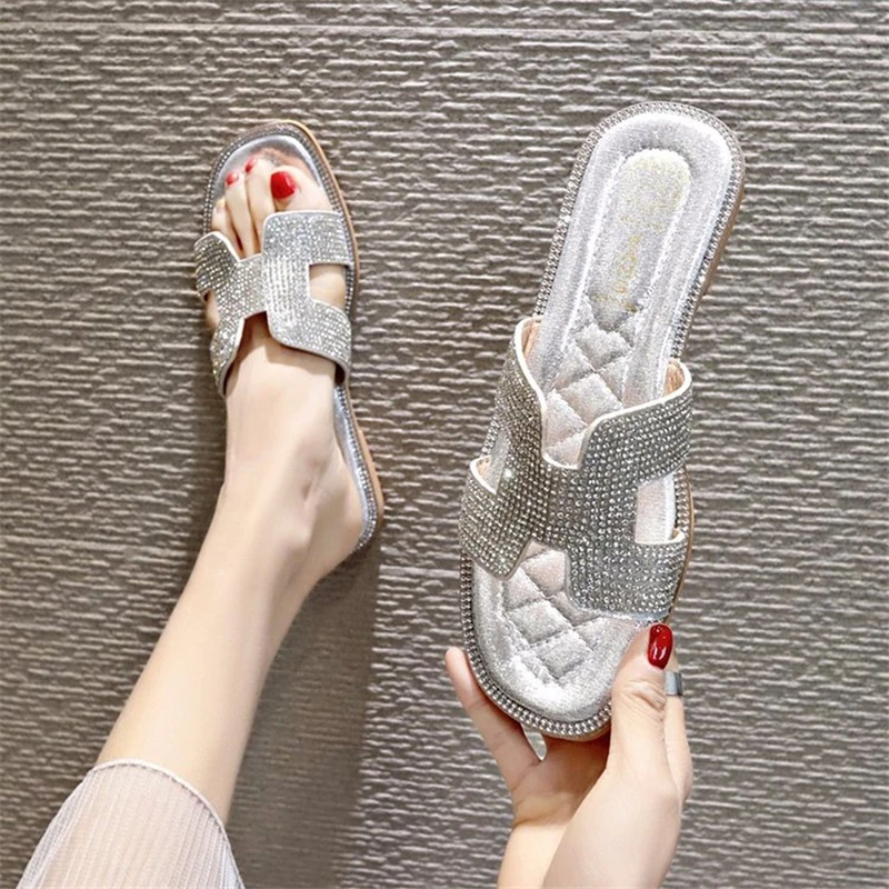 

Bling Bling flip flops women flats tide fashion All Crystal H slippers brand sandals slides ladies zapatos mujer 2019 Summer