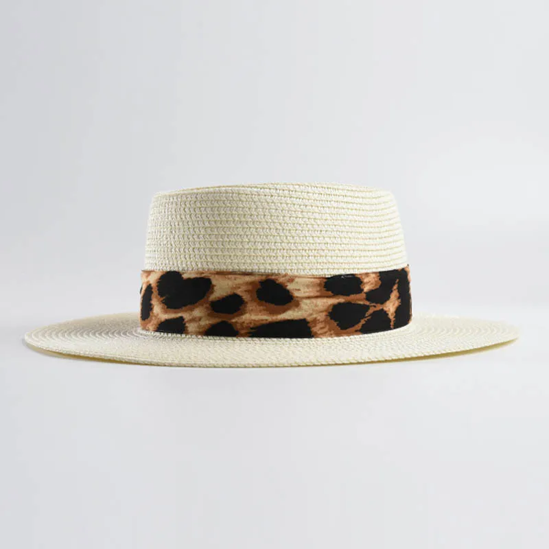 Унисекс, бумажная соломенная шляпа с широкими полями, шляпа-канотье, леопардовая лента, шляпа от солнца для женщин, мужчин, летняя пляжная шляпа, Кентукки, Дерби, кепка, Панама, шляпа