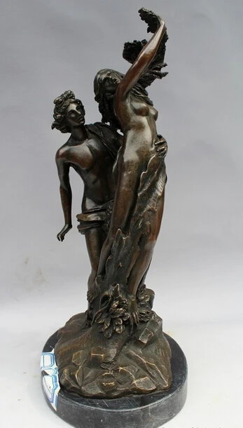 

006999 14"Western Art sculpture Bronze Marble Nude Belle Women Men Statue