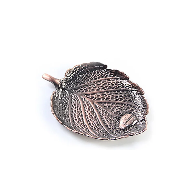 

11*7.5cm Alloy Red Bronze Ladybug TeaCup Mat Lady beetle Leaf Vintage Style Superb Craftsmanship Retro Decorative Puer Teaware