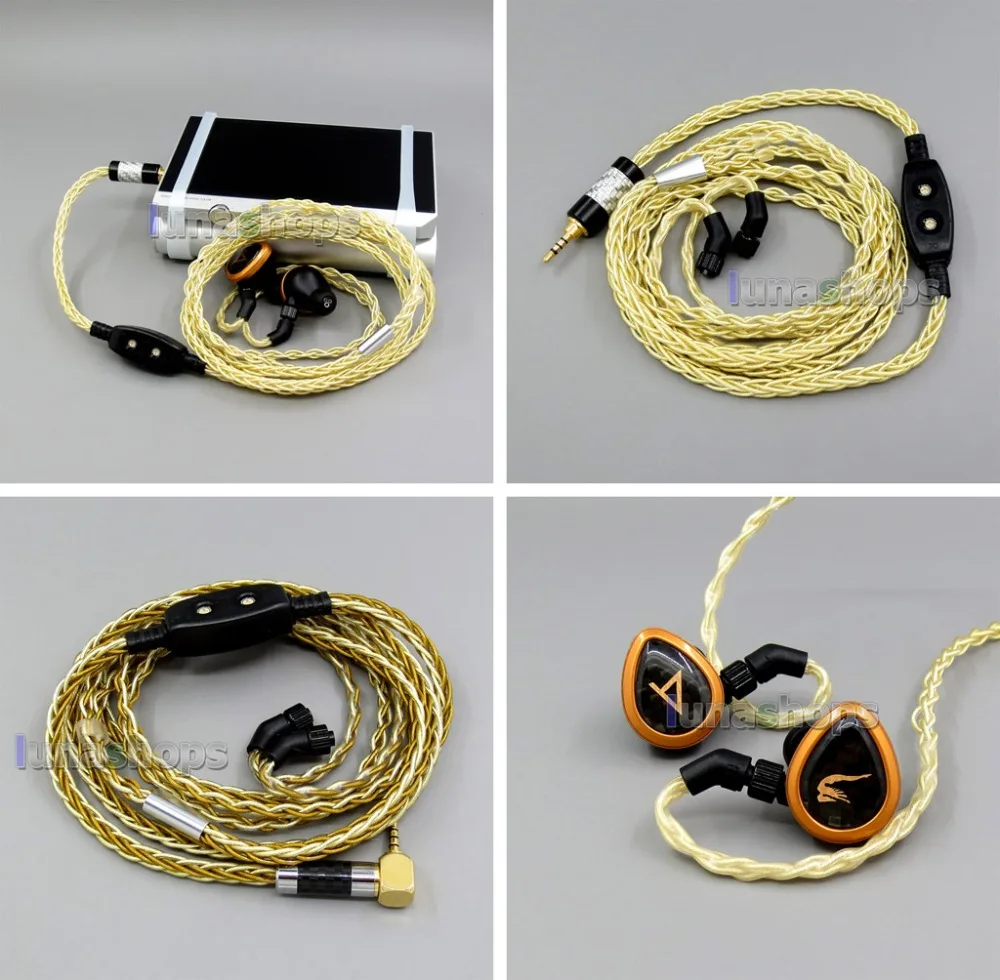 

LN006019 3.5mm 2.5mm 4.4mm Pure Silver+Gold Plated Mixed Headphone Cable For AKR03 Roxxane JH24 Layla Angie AK70 AK380 KANN