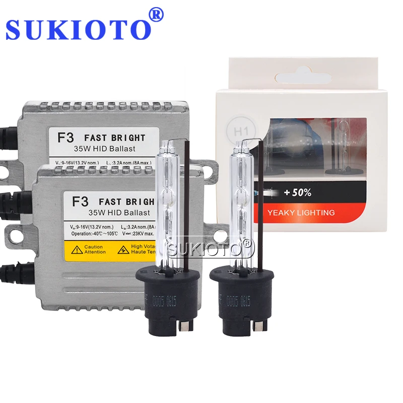 SUKIOTO 35W Yeaky Xenon D2H H1 H11 HB3 HB4 H7 HID Headlamp Bulb Kit 4500K 5500K 6500K Reator DLT F3 Fast Start Xenon Ballast Kit (3)
