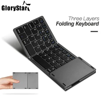 

New Easy Carry B033 Ultra Thin Light Mini Bluetooth 3.0 Folding Wirless Keyboard Rechargeable Touchpad for Windows Android IOS