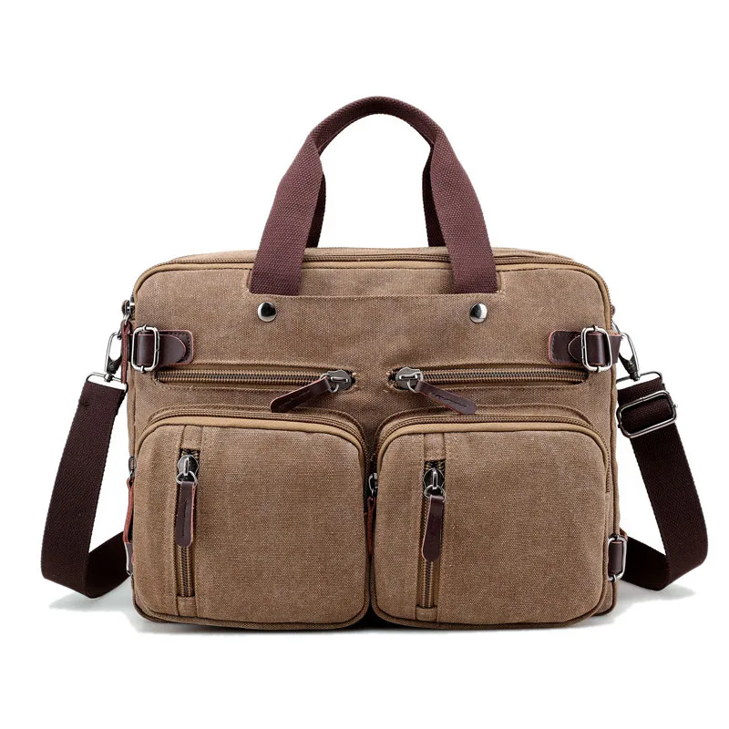 Men Canvas Briefcase Business Laptop Handbag Large Messenger Shoulder Bag Big Casual Male Tote Back Bags Travel Suitcase XA162ZC - Цвет: Brown