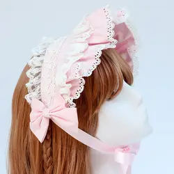 Милая принцесса Лолита Кружева повязка на голову для леди девушки милые обруч с лентой Элегантная невеста аксессуары для головы (заколки)