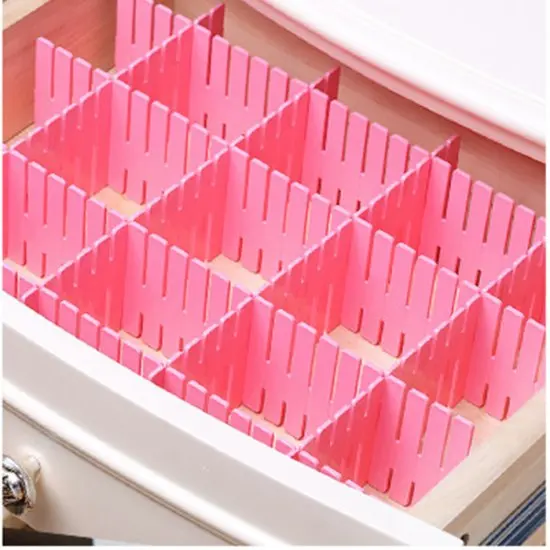 

8pcs Creative DIY Adjustable Organizer Partitions Combination Grid Drawer Closet Divider Household Organization Clapboard Pink