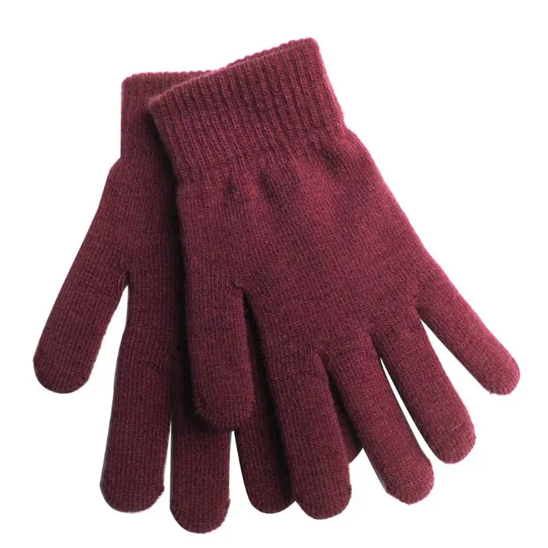 Зимние вязаные перчатки в рубчик для женщин и мужчин, унисекс, универсальные Утепленные перчатки с плюшевой подкладкой, волшебные теплые перчатки для запястья - Цвет: R